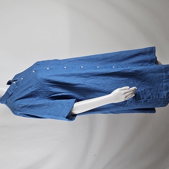 NWT Old Navy 100% Cotton Denim Blue Button Down Short Sleeve Shirt Dress - Picture 7 of 16